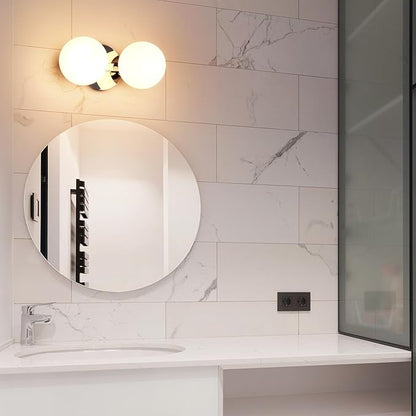 Bathroom Vanity Light Fixtures, Modern 2 Lights Globe Wall Sconce Lighting Chrome, Porch Wall Mount Light Fixture for Bathroom, Mirror Cabinets Hallway Stairs