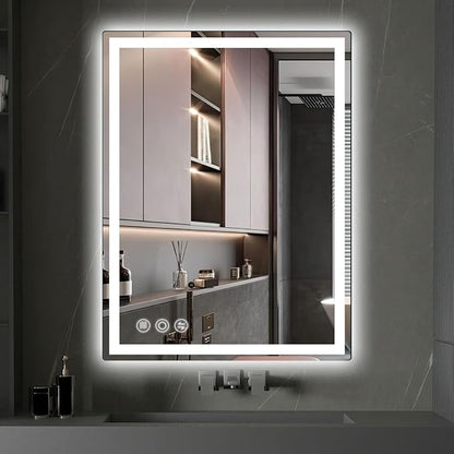 20" x28" LED Bathroom Mirror with Lights, Memory Vanity Mirror | Anti-Fog, 3 Color Modes, Dimmable, Front Lit, Memory Function, Tempered Glass, Lighted Bathroom Mirror for Wall