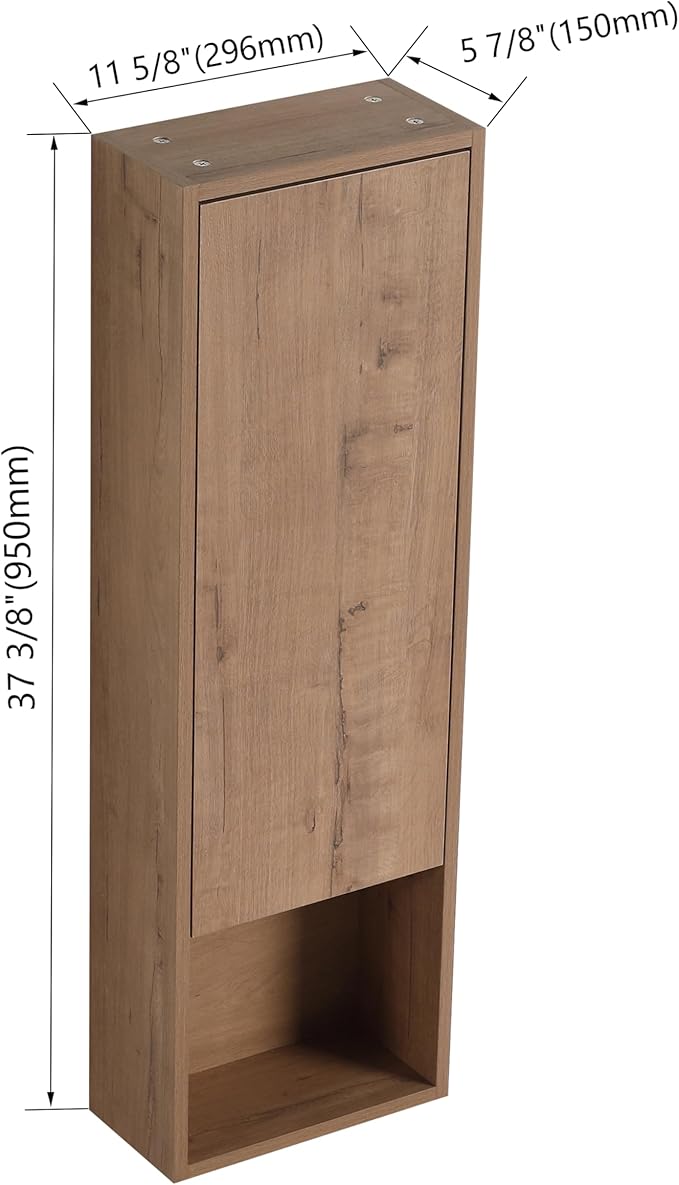 12'' Floating Bathroom Wall Cabinet with Soft Close Doors, 12 Inch Storage Cbinet, Space Saving Storage for Towels & Toiletries, KD Assembly Moisture Resistant Design, Imitative Oak