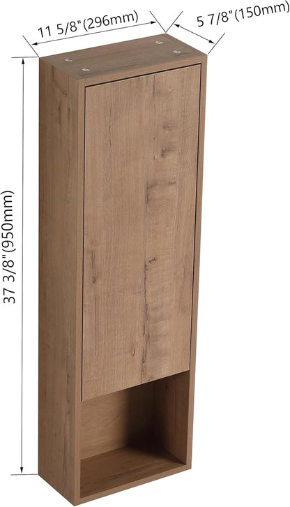 12'' Floating Bathroom Wall Cabinet with Soft Close Doors, 12 Inch Storage Cbinet, Space Saving Storage for Towels & Toiletries, KD Assembly Moisture Resistant Design, Imitative Oak