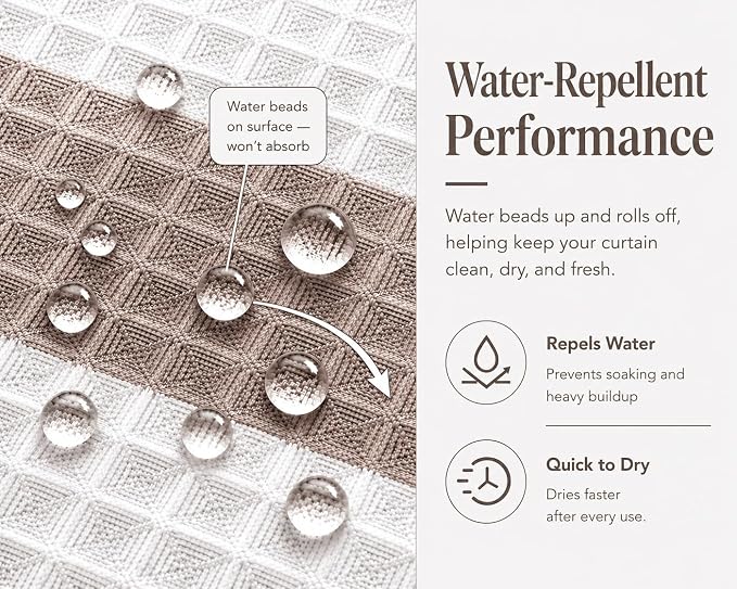 Dainty Home Waffle Weave Waterproof Shower Curtains for Bathroom Clearance, Natural Taupe 70" x 72", Clearance Shower Curtains, Bath Curtains, Shower Curtain Waterproof Fabric