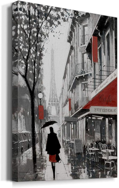 Renditions Gallery Nature Canvas Wall Art Home Paintings & Prints Misty Winter Eiffel View Romantic Modern Canvas Artwork Decorations for Bedroom Office Kitchen Wall Hanging - 8"x12" LT02