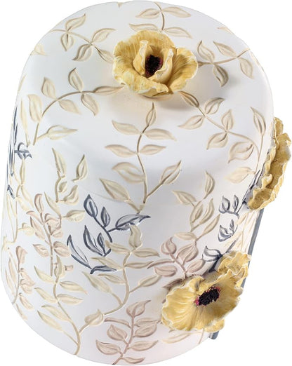 Avanti Linens - Covered Jar, 100% Hand-Painted Resin Bathroom Accessories, Floral Home Decor (Marielle)