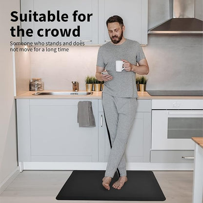 Art3d Anti Fatigue Mat - 1/2 Inch Cushioned Kitchen Mat -Comfort & Non Slip Cushion for Standing Desk, Office or Garage Floor (17.3"x28", Black)