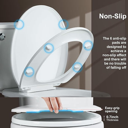 Angol Shiold 2-Pack Round Toilet Seat Soft Close & Quick Release, White Plastic Toilet Seats Cover Rust-Proof(16.5",Modern)