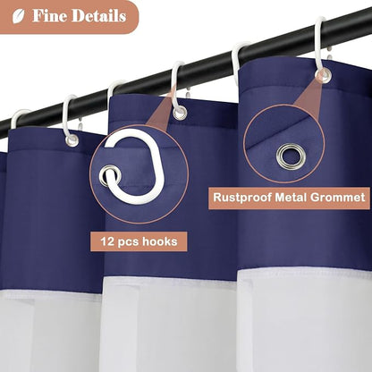 UFRIDAY Navy Blue and White Shower Curtain, Shower Curtains for Bathroom Modern Design 48-Inch x 72-Inch