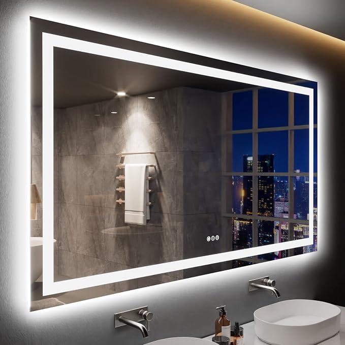 LOAAO 77X36 LED Bathroom Mirror with Lights, UL Listed | Anti-Fog, Dimmable, 3 Color Temperature, Backlit + Front Lit, Memory Function, Tempered Glass