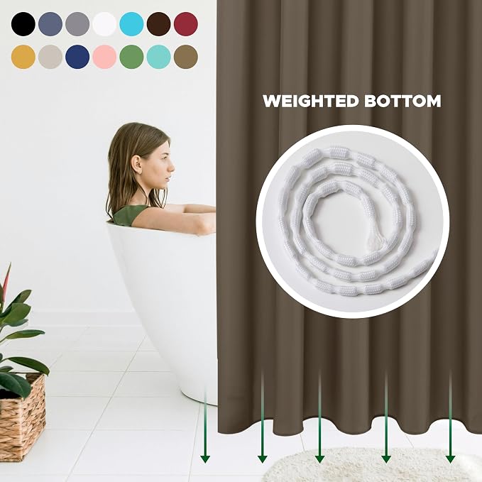 Fabric Shower Curtain Liner 72x72 Inch-Taupe Standard Size Shower Liners | Hotel Quality Water Resistant Shower Liners for Bathroom-Machine Washable Cloth Polyester Bath Curtain-Rental Apartment Home