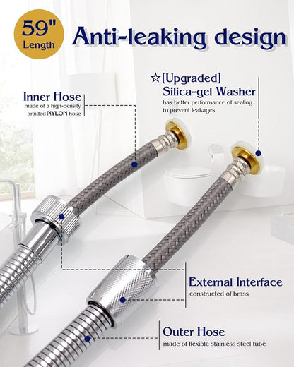 Handheld Bidet Sprayer for Toilet, Muslim Shower Bidet Attachment for Toilet, Cloth Diaper Toilet Sprayer, Jet Spray for Toilet with Bidet Hose for Feminine Wash (Chrome)