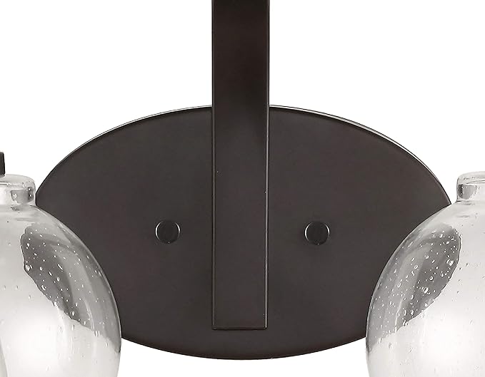 JONATHAN Y 36" Oil Rubbed Bronze Farmhouse LED Vanity Light Wall Sconce for Bathroom, Clear Seeded Glass Shade, Industrial Iron Indoor Fixture, LED Bulb Included (JYL7529A)