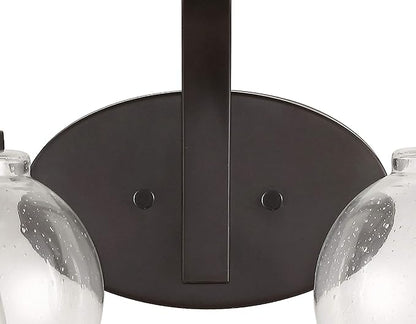 JONATHAN Y 36" Oil Rubbed Bronze Farmhouse LED Vanity Light Wall Sconce for Bathroom, Clear Seeded Glass Shade, Industrial Iron Indoor Fixture, LED Bulb Included (JYL7529A)