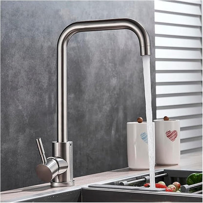 Stainless Steel Black Kitchen Faucet 360° Swivel Deck Mount Mixer Tap Hot & Cold Water Modern Bathroom Vanity Crane for Stylish Sink Upgrade，Brushed Nickel B