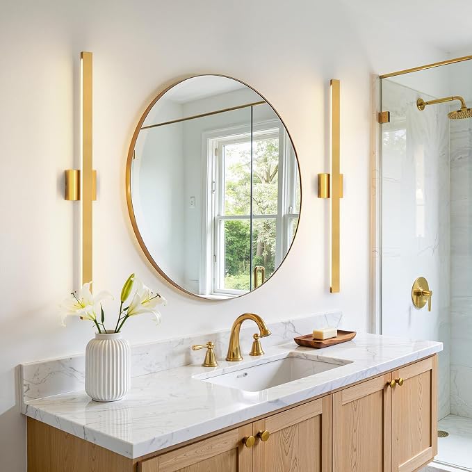 Modern Bathroom Light Fixtures 39 Inch Gold Bathroom Vanity Light with Up & Down Lighting 30W Dimmable 5CCT LED Vanity Lighting Fixture Bar for Bathroom Restroom