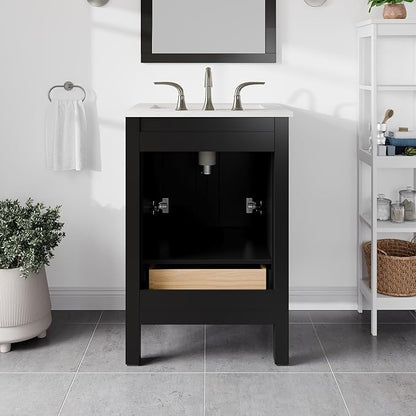 Eviva Aberdeen 24" Transitional Espresso Bathroom Vanity with White Carrara Countertop