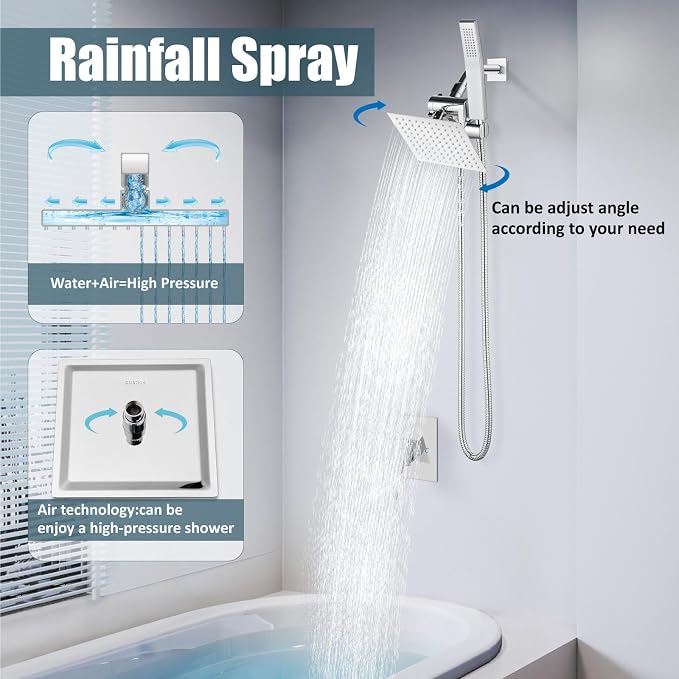 Aolemi Shower Faucet Set System with Handheld 6 Inch Head Oil Rubbed Bronze | Shower Valve and Trim Kit,6 Inch Head and Handle Set,Handheld Spray,Bathroom Renovation or Remodeling