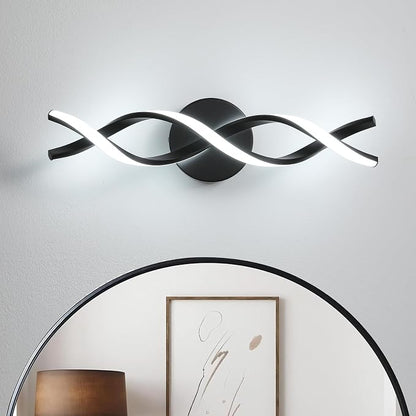 Modern Black LED Vanity Lighting,Bathroom Light Fixture Over Mirror,18 Inch,6000K Cool White