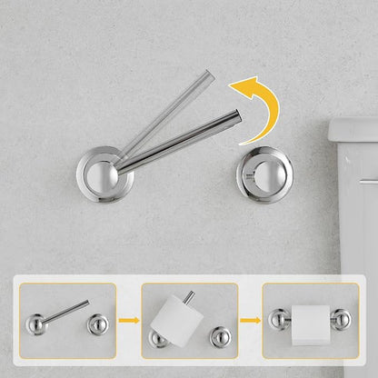 Bathroom Toilet Paper Holder Wall Mount Tissue Holder Polished Chrome | Rustproof Toilet Tissue Roll Holder, Flexible Double Post Pivoting Handle, Bathroom Accessories SUS304 Stainless Steel