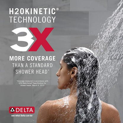 Delta Nicoli 14 Series H2Okinetic Bathtub and Shower Faucet Set, Brushed Nickel Shower Head and Handle Set, Valve Trim Kit, Stainless 144749-SS (Valve Included)