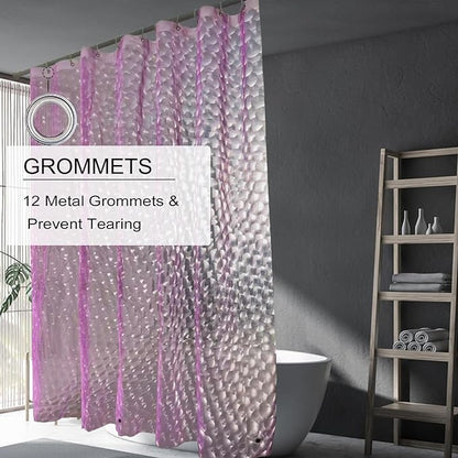 Shower Curtain Liner, Eva Pink 4G Lightweight Shower Liner, Plastic Waterproof Shower Curtains, 72x72 inch with 12 Grommet Holes 3 Large Magnetic Weights
