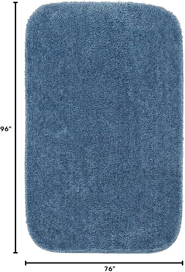 Garland Rug Traditional Nylon Washable Basin Blue 4 Piece Set - Lid, Contour, 2 Bath Rugs - Soft, Absorbent, and Stylish for Your Bathroom