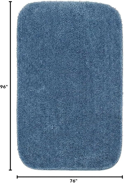 Garland Rug Traditional Nylon Washable Basin Blue 4 Piece Set - Lid, Contour, 2 Bath Rugs - Soft, Absorbent, and Stylish for Your Bathroom