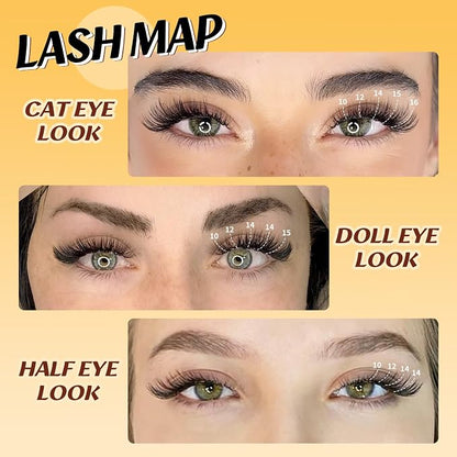 QUEWEL Lash Clusters, Cluster Lashes 30D+40D+50D Eyelash Clusters D Curl | Individual Lashes 10-16mm Cluster Eyelash Extensions Create Kinds of Beauty Look (DH-30D+40D+50D)