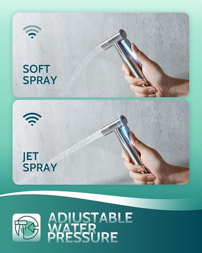 Handheld Toilet Bidet Sprayer for Toilet-Adjustable Water Pressure Control with Bidet Hose for Feminine Wash, Stainless Steel Brushed Nickel Cloth Diaper for Baby Wash (Stainless Steel, 2 Pack)