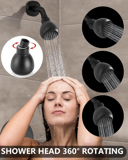Shower Faucet with Valve, Shower Valve Kit and Head, Single Handle Shower Faucet Set with Rough-In Valve, Shower Trim Kit, Matte Black