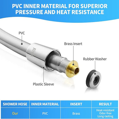 Extra Long Replacement Shower Hose Extension Handheld Shower Head Hose 90 Inches Flexible and Durable with Brass Insert and Nut