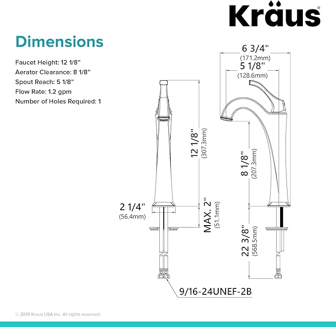KRAUS KVF-1200SFS Arlo Single Handle Vessel Bathroom Faucet with Pop Up Drain, Spot-Free All-Brite Brushed Nickel (2 Pack)