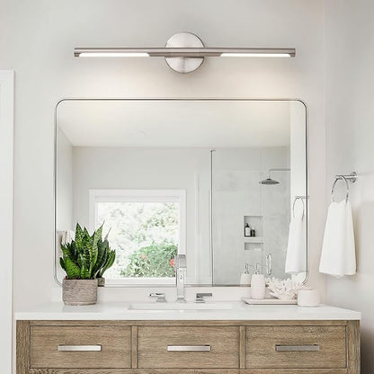 Brushed Nickel Bathroom Light Fixtures Over Mirror 24 Inch, 18W 360° Rotatable Dimmable 4000K LED Vanity Light Bar, Modern Vanity Lights Above Mirror, Led Bathroom Lighting