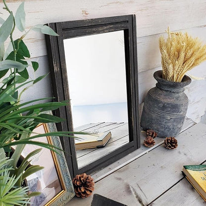 AAZZKANG Wall Mounted Mirror Small Rectangular Retro Mirrors with Wood Frame for Bedroom Living Room Bathroom Entryway