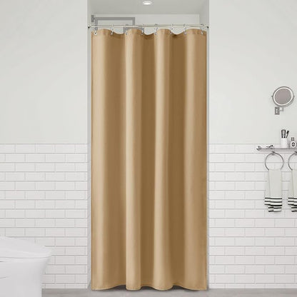 Gold Yellow 42 Inch Shower Curtain - Stall Narrow Half Linen Ultra Thick Fabric Shower Curtain Set with Hooks, Boho Farmhouse Rustic RV Camper Bath Curtains for Bathroom, 42x72