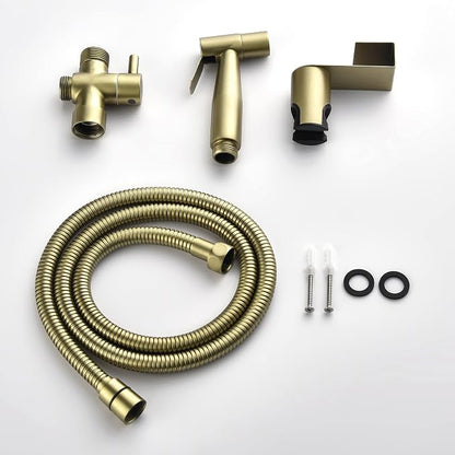Handheld Bidet Sprayer for Toilet, Stainless Steel Baby Cloth Diaper Sprayer Kit, Bathroom Toilet Bidet Attachment Set for Bathing Pets Feminine Hygiene, Brushed Gold BDS01-3
