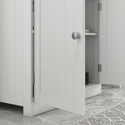 HOMCOM Under Sink Bathroom Cabinet, Pedestal Sink Storage Cabinet with 2 Doors, Shelf and U-Shape, White