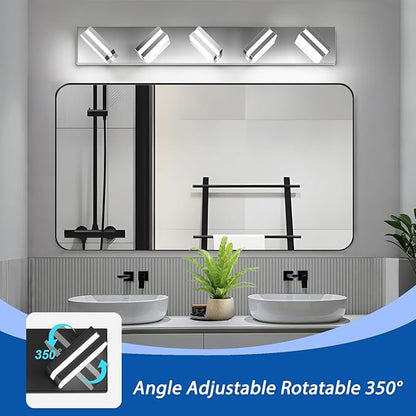 IZORRO LED Modern Bathroom Lights Fixtures(5-Light,Dimmable),Chrome Acrylic Wall Lighting,Vanity Lights for Bathroom Over Mirror - 6000k 30In （No Assembly Required）