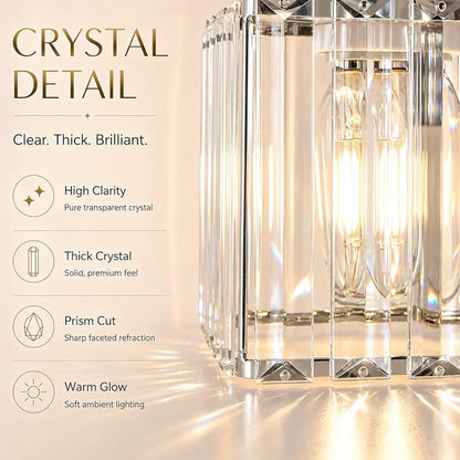 Lxybcce Bathroom Vanity Lights Over Mirror - Easy Installation with Clear Guide, 4-Light Shadow-Free Design, Chrome Crystal Finish - for Modern Home Bathroom Lighting Fixtures in DIY Projects