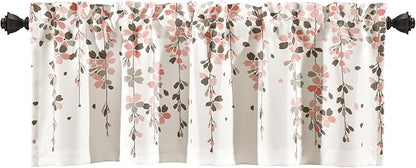 Lush Decor Weeping Flower Light Filtering Window Curtain Valance, Blush & Gray