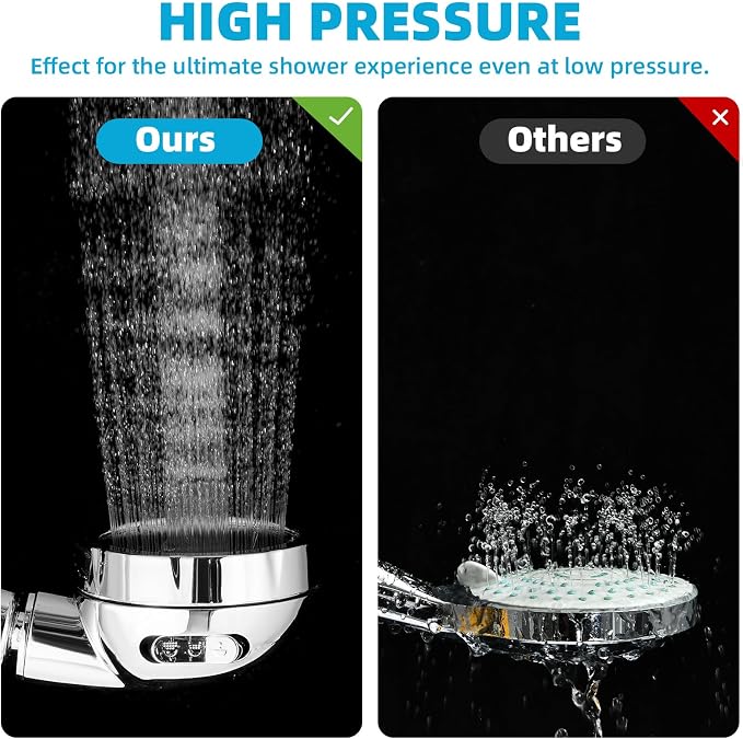 Marbrasse High Pressure Shower Head, Angle-Adjustable Water Saving Body Sprays… (Chrome, 2Pack)