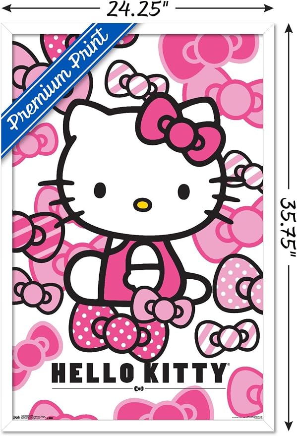 Trends International Hello Kitty - Bows Wall Poster, 22.375" x 34", White Framed Version