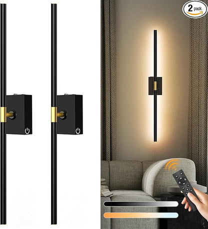 Eneru Battery Operated Wall Sconces Set of 2, Rechargeable Wireless Lights | 10000mAh Battery Powered, Touch and Remote Control, 4CCT Dimmable Wall Lamps for Indoor Living Room Hallway Picture Bedroom