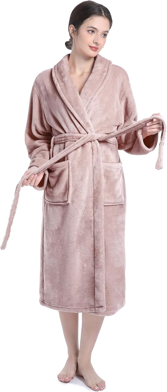 Fluffy Soft Robes for Women, Warm Fleece Womens Robe, Cozy Bathrobe | Plush Bathrobe for Women, Long Fuzzy Lightweight Bath Robe with Pockets for Shower Spa Hotel House Pool
