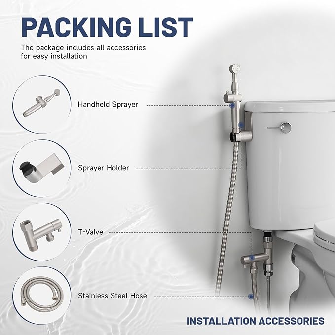 Brushed Nickel Handheld Bidet Sprayer Attachment for Toilet Brass Cloth Diaper Sprayer Bidets for Attachment Toilet with Adjustable Length Spray Heads