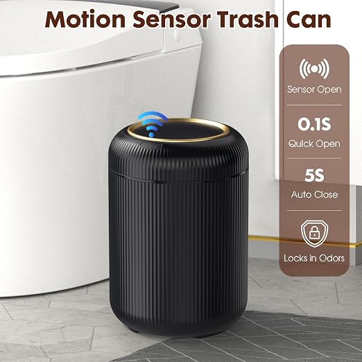 Procade Touchless Trash Can Bathroom,Small Motion Sensor Trashcan with lid | 3 Gallon Automatic Garbage Can,Smart Gold and Black Trash Bin,Auto WasteBasket for Bedroom,Office,Dorm,Toilet, rv, Kitchen