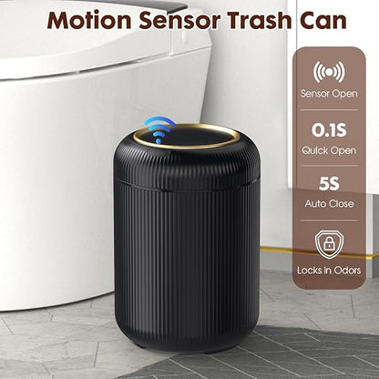 Procade Touchless Trash Can Bathroom,Small Motion Sensor Trashcan with lid | 3 Gallon Automatic Garbage Can,Smart Gold and Black Trash Bin,Auto WasteBasket for Bedroom,Office,Dorm,Toilet, rv, Kitchen