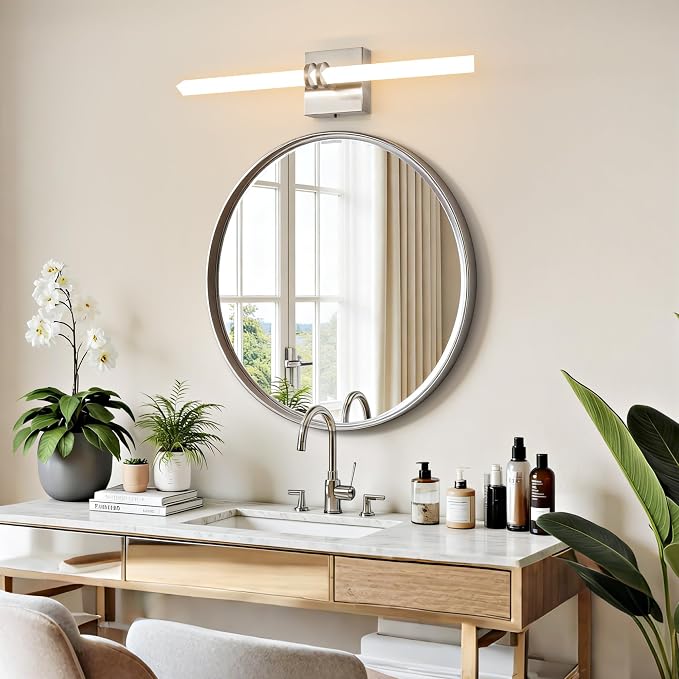 Bathroom Light Fixture LED Vanity Light 22" 5CCT Wall Sconce 18W | LED Dimmable Wall Light Nickel Modern 360° Lighting, Hardwired Vanity Light for Bathroom Mirror, Flicker-Free
