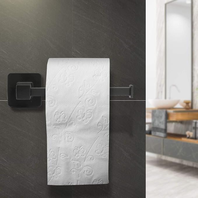 Matte Black Bathroom Hardware Set 4 Pieces,Towel Bar Set Includes 17In Hand Towel Bar, Towel Ring, Robe Towel Hooks,Toilet Paper Holder, Bathroom Towel Rack Set