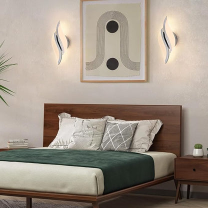 CANEOE Modern LED Wall Sconce 6000K Chrome Indoor Wall Light Fixtures Acrylic Wall Sconce Lighting for Living Room Bedroom Bedside Bathroom Hallway Stairway Wall Lamp (Chrome, 1 Pack, 3000K)