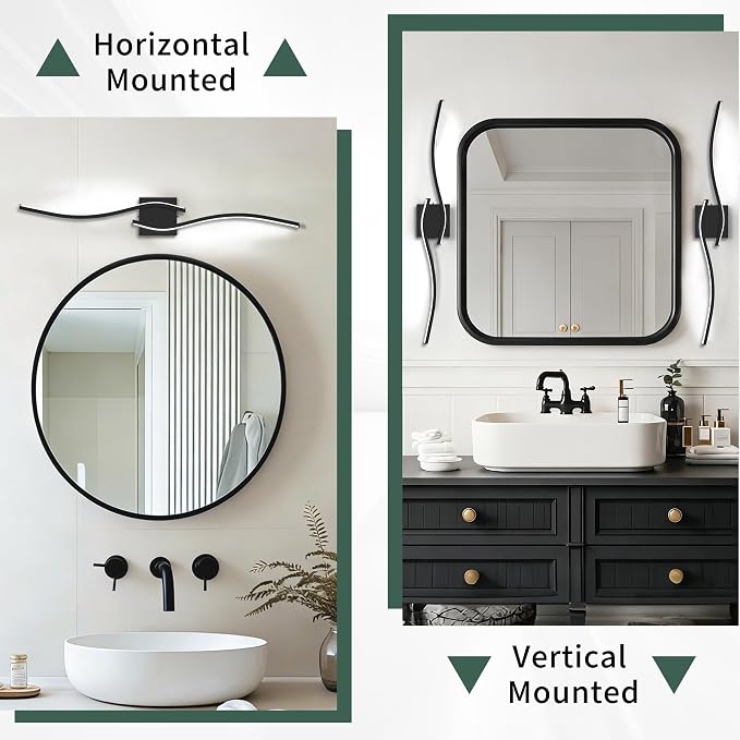 LED Bathroom Vanity Light Dimmable 5CCT 40in, Matte Black | 2700K-6500K Selectable, CRI>80, Rust-Proof Metal & Acrylic, ETL Certified, For Bathroom Mirrors, Washrooms, Vanity Areas