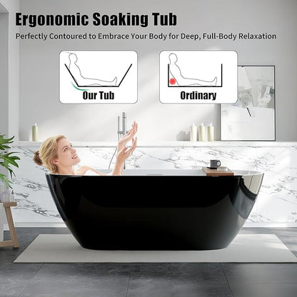 67" Acrylic Freestanding Soaking Bathtub, Free Standing Tub, Stylish Stand Alone Contemporary Soaking Tub with Integrated Overflow and Drain in Chrome, cUPC Certified